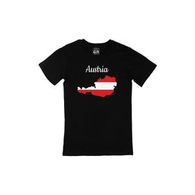 Cix Avusturya Haritalı ve Bayraklı Siyah T-shirt