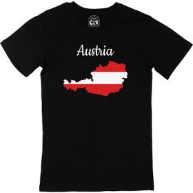 Cix Avusturya Haritalı ve Bayraklı Siyah T-shirt