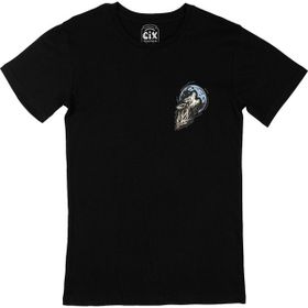 Cix Ay ve Kurt Siyah Cep Logo Tasarımlı Erkek T-shirt