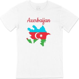 Cix Azerbaycan Haritalı ve Bayraklı T-shirt