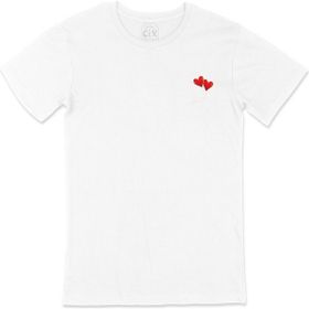 Cix Balonlu Kalpler Cep Logo Tasarımlı Beyaz Tişört