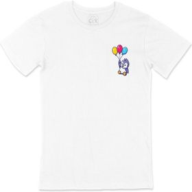 Cix Balonlu Penguen Cep Logo Tasarımlı Beyaz Tişört
