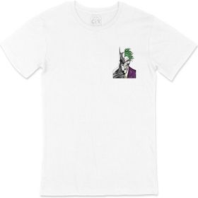 Cix Batman & Joker Cep Logo Tasarımlı Beyaz Tişört
