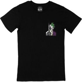 Cix Batman & Joker Cep Logo Tasarımlı Siyah Tişört