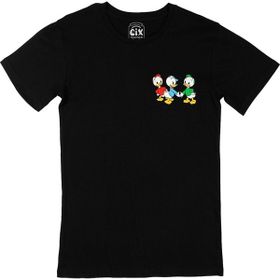 Cix Bebek Ördekler Cep Logo Tasarımlı Siyah Tişört