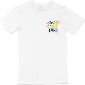 Cix Best Dad Ever Cep Logo Tasarımlı Beyaz Tişört