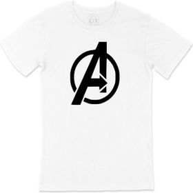 Cix Beyaz Avengers Logolu Siyah Erkek T-shirt