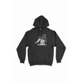 Cix Beyaz Tilkili Siyah Kapüşonlu Sweatshirt