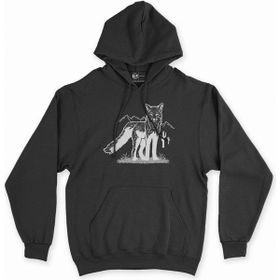 Cix Beyaz Tilkili Siyah Kapüşonlu Sweatshirt