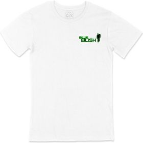 Cix Billie Eilish Logo Tasarımlı Cep Logo Tasarımlı Beyaz Tişört