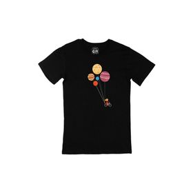 Cix Bisikletli Uçan Gezegenler Siyah Erkek T-shirt