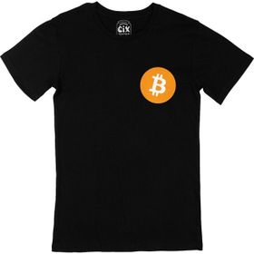 Cix Bitcoin Logolu Cep Logo Tasarımlı Siyah Tişört