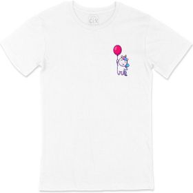 Cix Bolonlu Unicorn Cep Logo Tasarımlı Beyaz Tişört