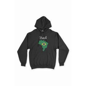 Cix Breziya Haritalı ve Bayraklı Siyah Kapüşonlu Sweatshirt