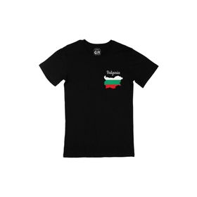 Cix Bulgaristan Haritalı ve Bayraklı Siyah Erkek T-shirt