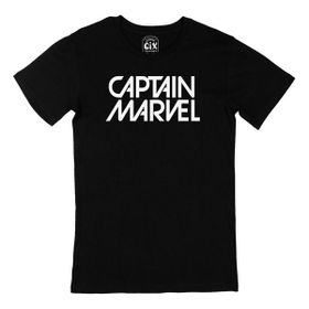 Cix Captain Marvel Siyah Cep Logo Tasarımlı Erkek T-shirt