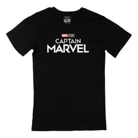 Cix Captain Marvel Studios Siyah Cep Logo Tasarımlı Erkek T-shirt