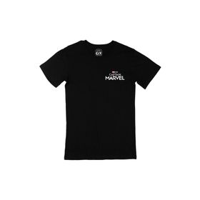 Cix Captain Marvel Studios Siyah Cep Logo Tasarımlı Erkek T-shirt