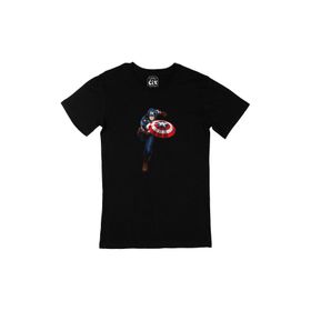 Cix Captan America Cep Logo Tasarımlı Siyah T-shirt