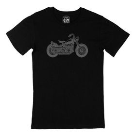 Cix Chopper Motor Siyah Cep Logo Tasarımlı Erkek T-shirt