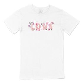 Cix Çiçekli Love Yazılı Beyaz T-shirt