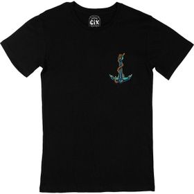 Cix Cix Gemici Çıpa Cep Logo Tasarımlı Siyah T-shirt