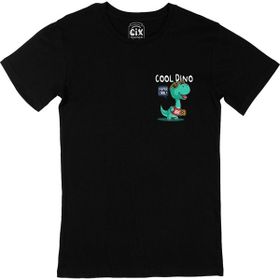 Cix Cool Dinozorlu Cep Logo Tasarımlı Siyah T-shirt