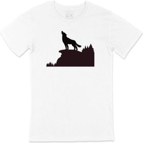 Cix Dağda Uluyan Kurt Beyaz T-shirt