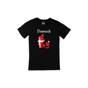 Cix Danimarka Haritalı ve Bayraklı Siyah Erkek T-shirt