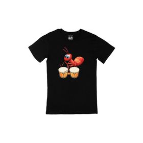 Cix Davul Çalan Karınca Siyah Erkek T-shirt