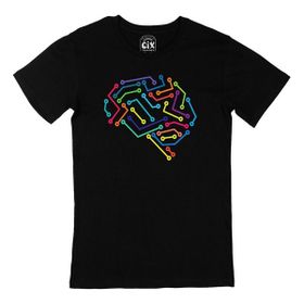 Cix Dijital Beyin Kısa Kollu Siyah T-shirt
