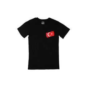 Cix Dikdörtgen Türk Bayraklı Siyah Erkek T-shirt