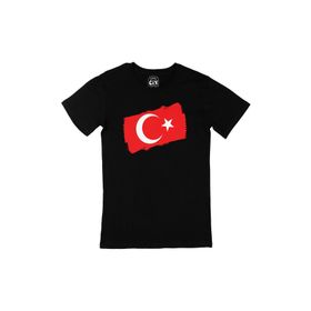 Cix Dikdörtgen Türk Bayraklı Siyah Erkek T-shirt
