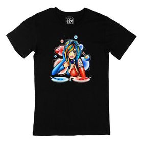 Cix DJ Dövmeli Kız Siyah Erkek T-shirt