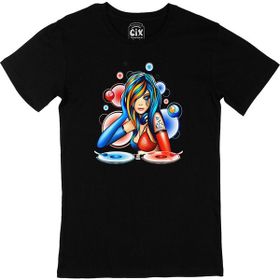 Cix DJ Dövmeli Kız Siyah Erkek T-shirt