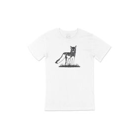 Cix Doğadaki Siyah Tilki Baskılı Kısa Kollu Beyaz T-shirt