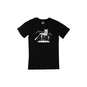 Cix Doğadaki Siyah Tilki Baskılı Kısa Kollu Beyaz T-shirt