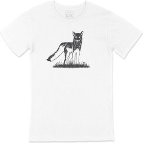 Cix Doğadaki Siyah Tilki Baskılı Kısa Kollu Beyaz T-shirt