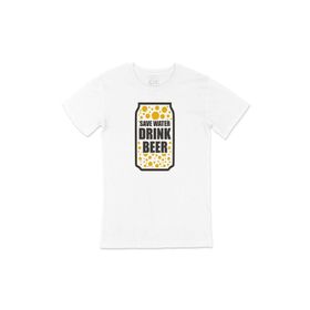 Cix Drink Beer Save Water Baskılı Beyaz Kısa Kollu T-shirt