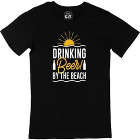 Cix Drinking Beer Tasarımlı Kısa Kollu Siyah T-shirt