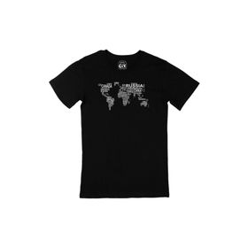 Cix Dünya Haritalı Siyah Erkek T-shirt