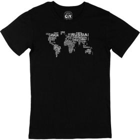Cix Dünya Haritası Baskılı Kısa Kollu Siyah T-shirt