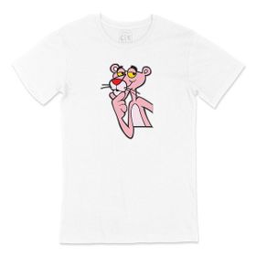 Cix Düşünceli Pembe Panter Baskılı Beyaz T-shirt