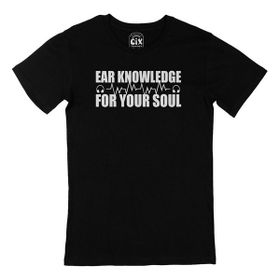 Cix Ear Knowledge For Your Soul Yazılı Yuvarlak Yaka Siyah T-shirt