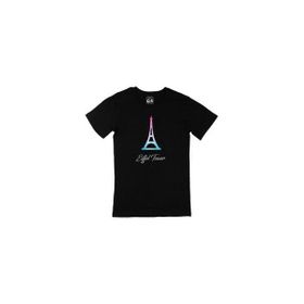 Cix Eiffel Tower Baskılı Yuvarlak Yaka Siyah T-shirt
