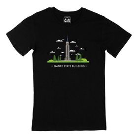 Cix Empire State Baskılı Yuvarlak Yaka Siyah T-shirt