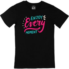 Cix Enjoy every Moment Baskılı Yuvarlak Yaka Siyah T-shirt