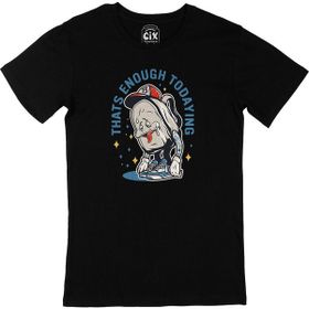 Cix Enough Today Yorgun Baskılı Yuvarlak Yaka Siyah T-shirt