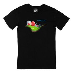 Cix Euro 2020 Stadyum Baskılı Yuvarlak Yaka Siyah T-shirt