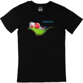 Cix Euro 2020 Stadyum Baskılı Yuvarlak Yaka Siyah T-shirt
